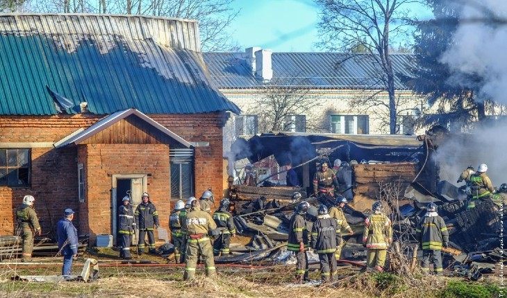 Тушение пожара в психбольнице в Раменском