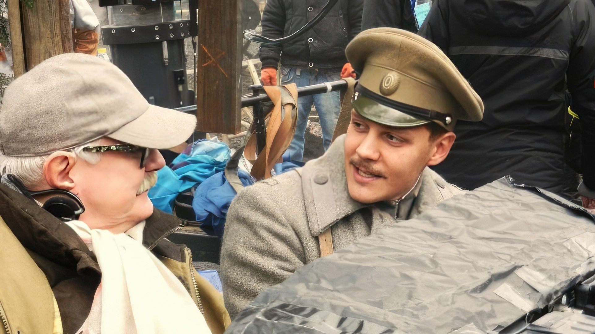 Никита Михалков и Милош Бикович на съемках фильма «Солнечный удар»