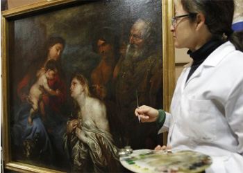 Картина «Дева Мария с младенцем и раскаявшиеся грешники» долго считалась копией Картина «Дева Мария с младенцем и раскаявшиеся грешники» долго считалась копией