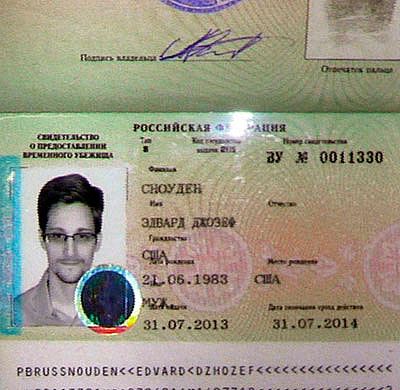 Временный ID Эдварда Сноудена в России