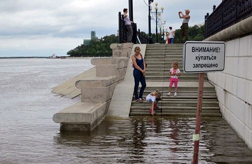 Фото: уровень воды в Амуре, Хабаровск, наводнение в августе 2013 года