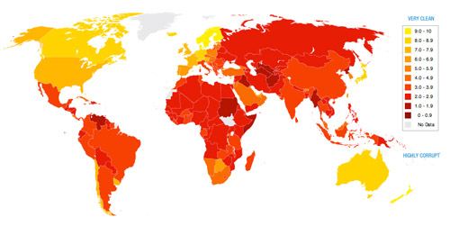 Карта мировой коррупции Карта мировой коррупции