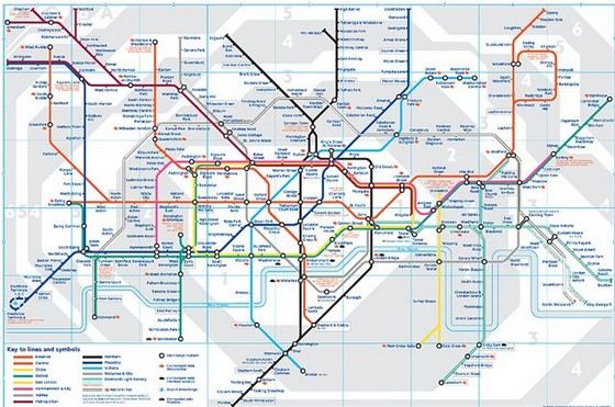 Современная карта самого старого в мире лондонского метро