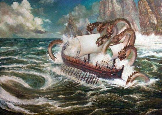 Легендарные водовороты Харибда и Сцилла, описанные Гомером как чудовища Легендарные водовороты Харибда и Сцилла, описанные Гомером как чудовища