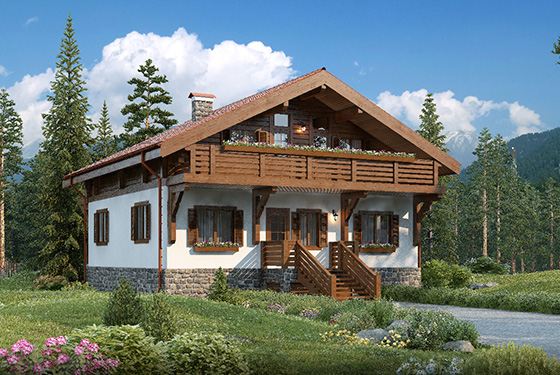 Загородный дом в стиле альпийского шале Загородный дом в стиле альпийского шале
