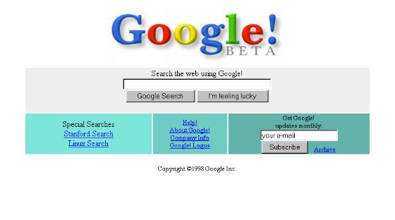 1998 год: запущена бета-версия Google 1998 год: запущена бета-версия Google